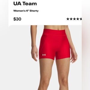 NEW WOMENS UNDER ARMOUR TEAM SHORTY SHORT 4” HEATGEAR COMPRESSION SIZE XS, RED